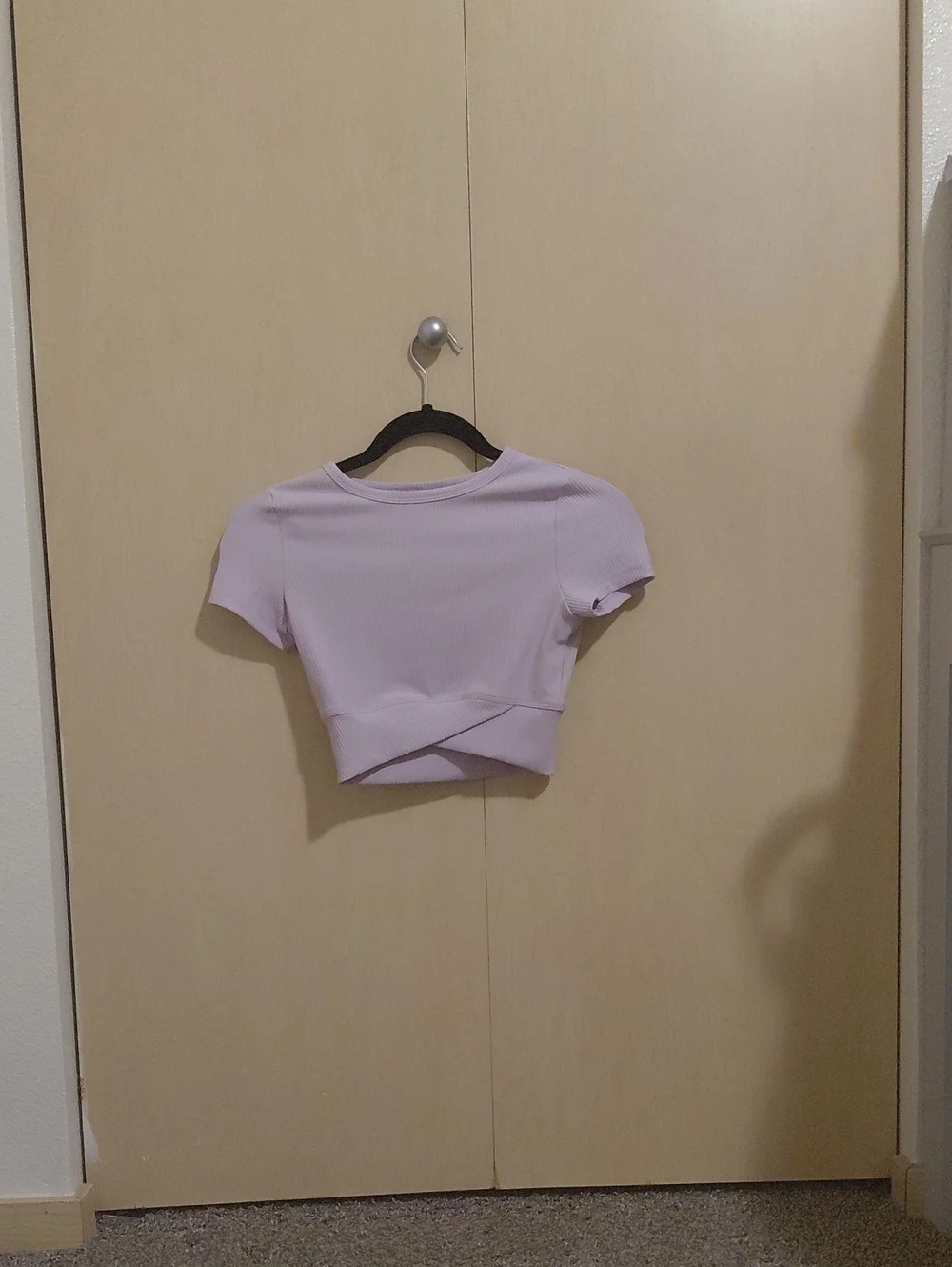 Girls Lavender Short Sleeve Cropped Top With Bottoms